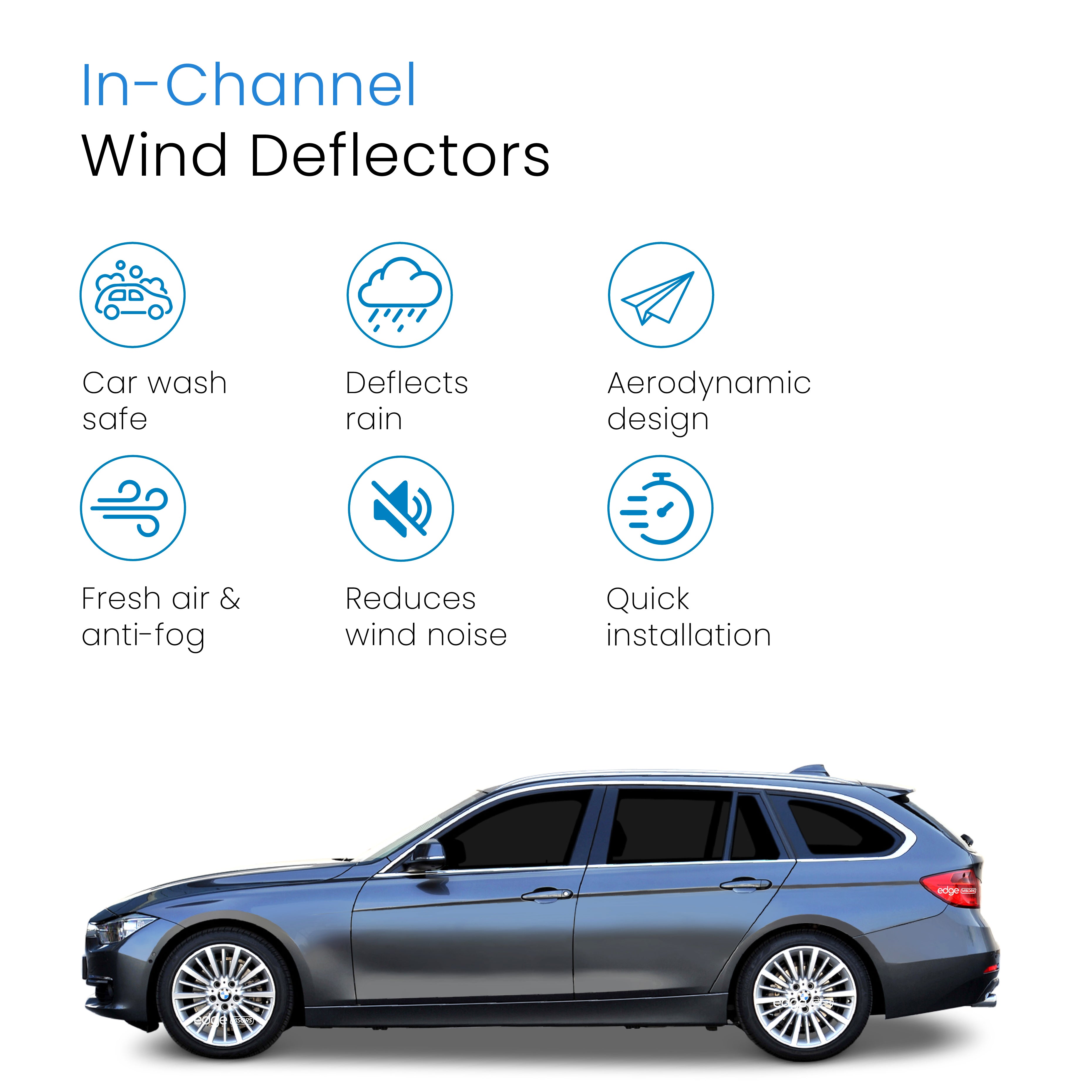 BMW 3 Series F31 Touring 2011-2018 5 Door Estate Wind Deflectors 4pc