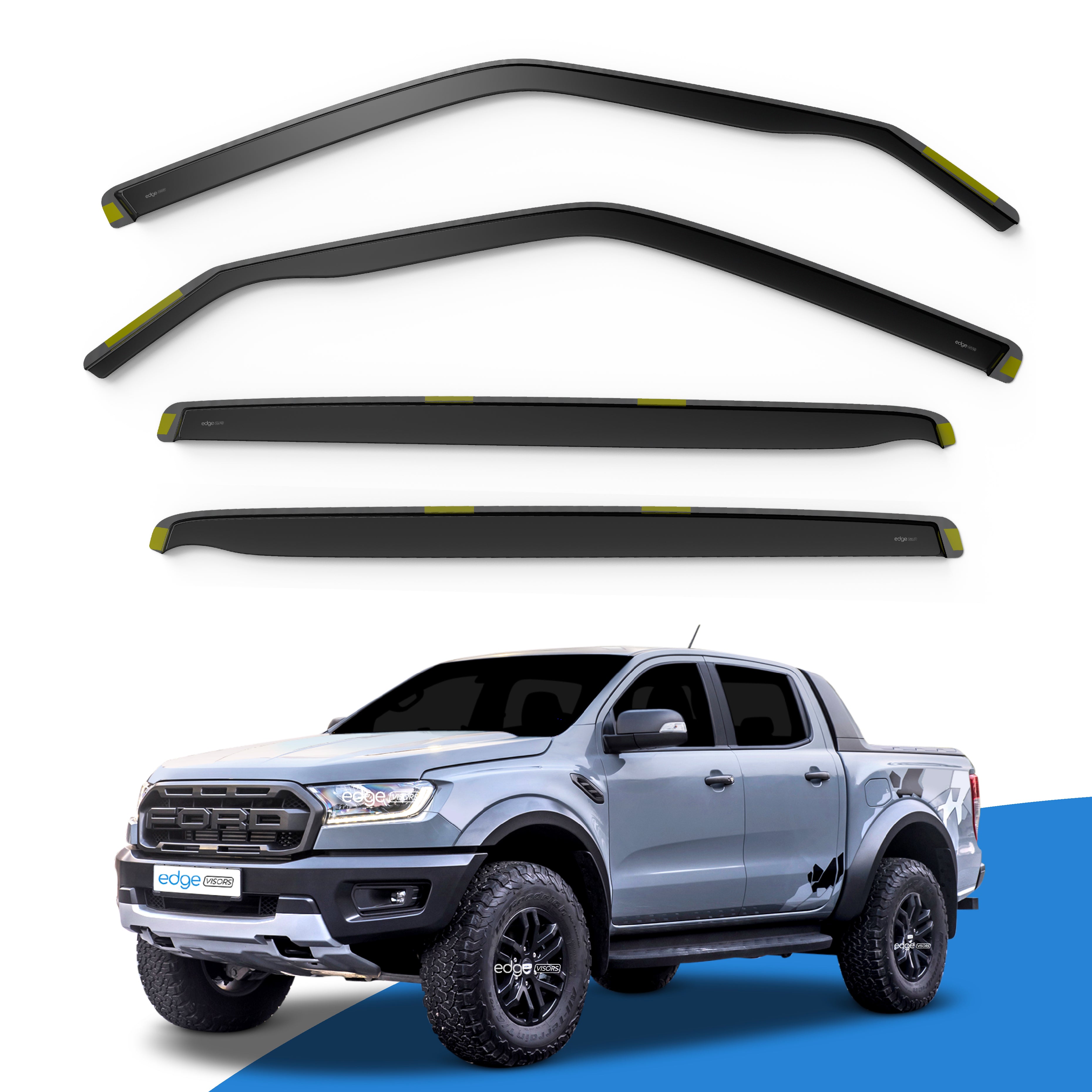 Ford Ranger MK3 2012-2023 4 Door Pick-up Wind Deflectors 4pc