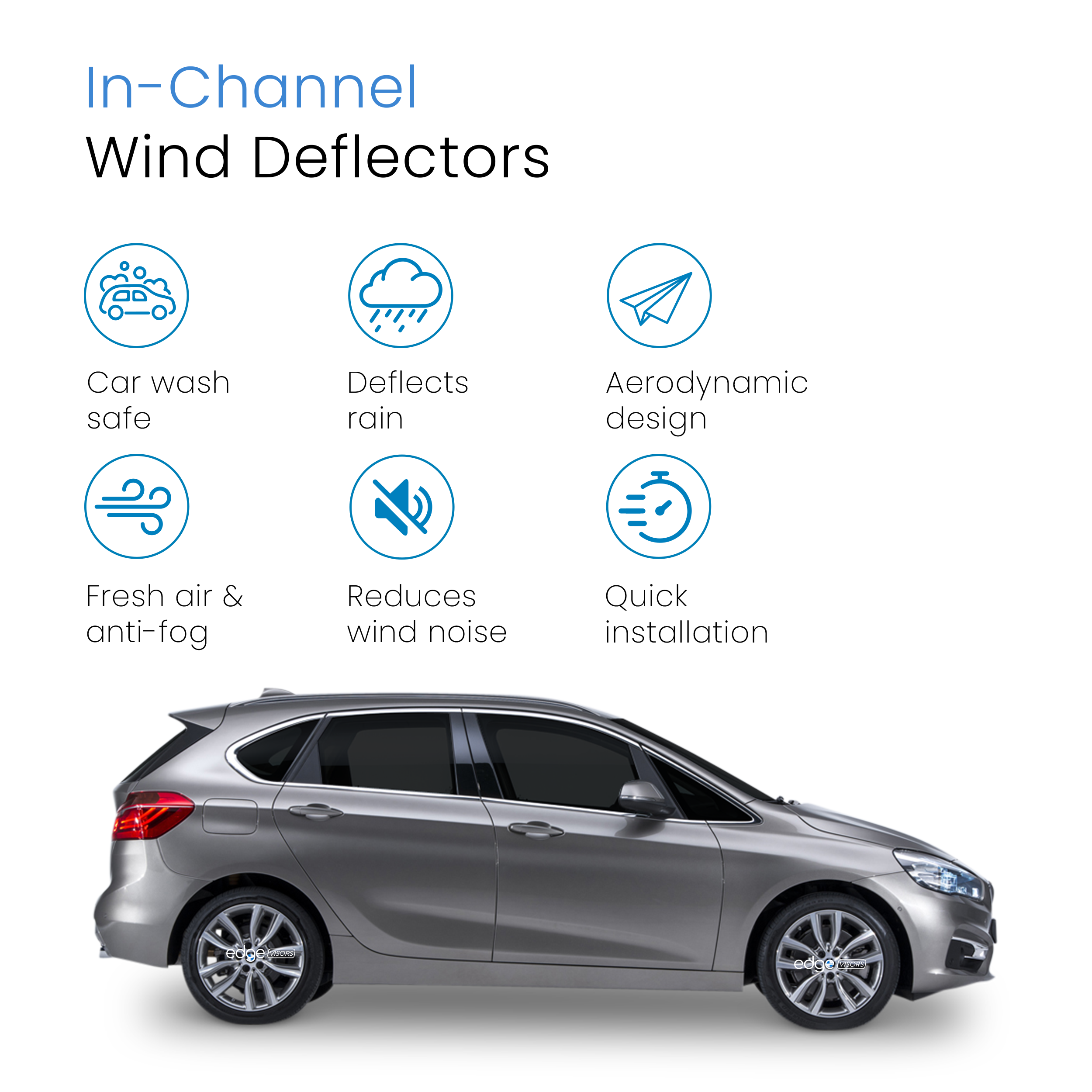 BMW 2 Series F45 2014-2021 5 Door Active Tourer Wind Deflectors 4pc