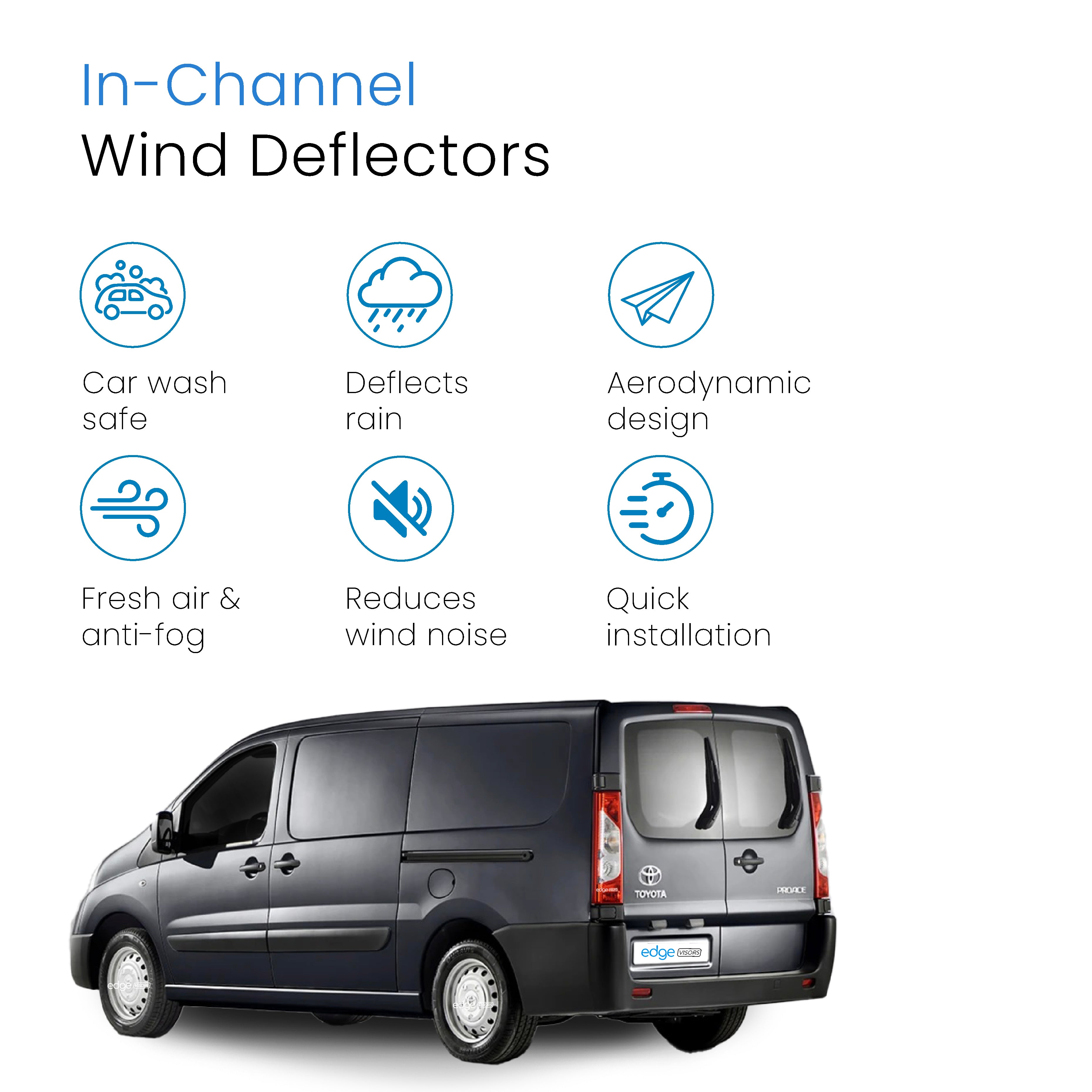 Toyota Proace MK1 2013-2016 2/4 Door Van Wind Deflectors 2pc