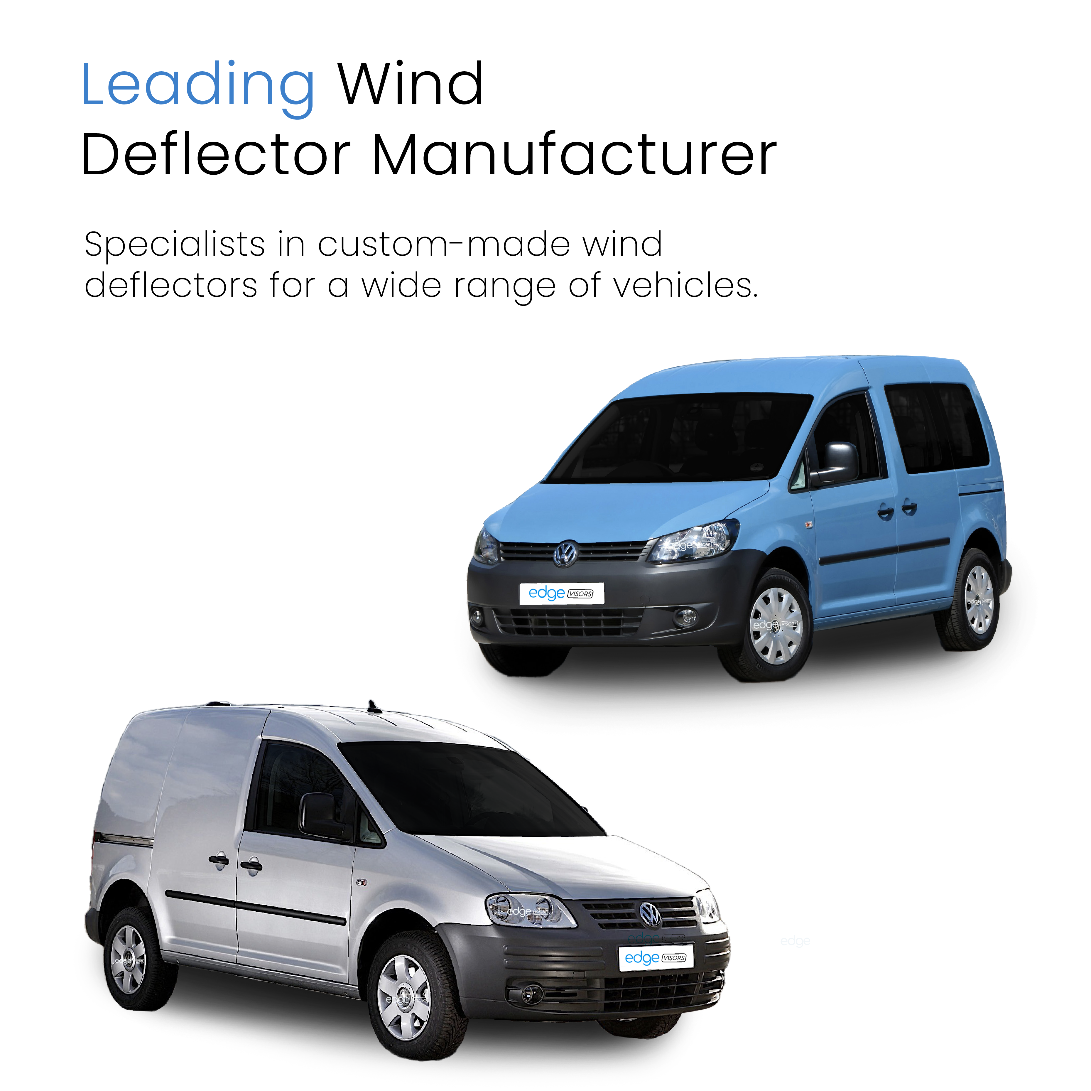 VW Caddy MK3 2004-2020 2 Door Van Wind Deflectors 2pc